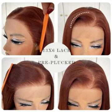 MITIMES Reddish Brown Lace Front Wig - 32 Inch Long Style