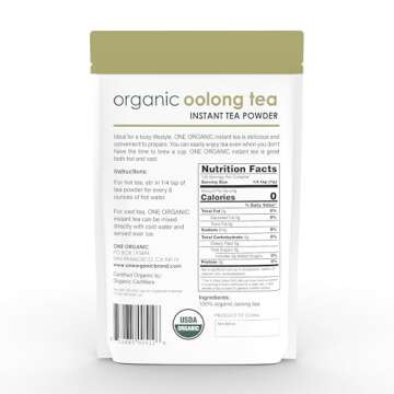 ONE ORGANIC Instant Tea Powder (Oolong) – 4.4 oz. – 125 Servings – USDA Certified Organic – ...
