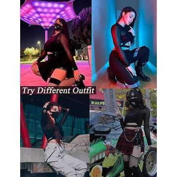 Avidlove Mesh Crop Top Long Sleeve Sheer Tops for Women See Through Shirt Black L