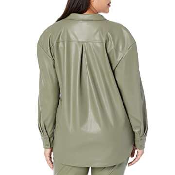 Chic Faux Leather Long Shirt Jacket for Women