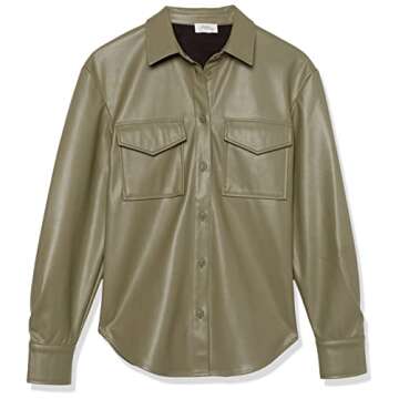 Chic Faux Leather Long Shirt Jacket for Women