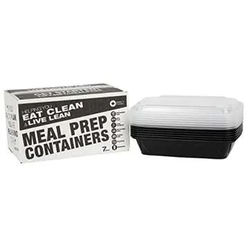 Meal Prep Containers - Food Storage Prep Containers Certified BPA-free - Portion Control, Reusable, Washable, Microwavable Plastic Containers with Lids Bento Box (7 Pack, 1 Compartment, 28 Ounce)