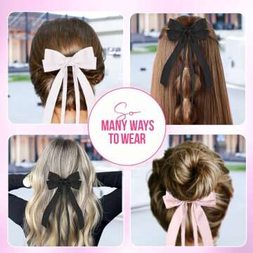 Stylish Satin Bow Clip Set for Women & Girls
