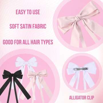 Stylish Satin Bow Clip Set for Women & Girls