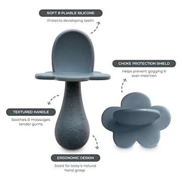 Grabease Baby Silicone Spoon Set for Baby-Led Weaning & First Stage Self-Feeding: Soft, Safe 100% Fo...
