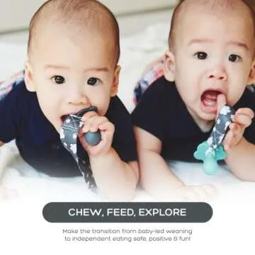 Grabease Baby Silicone Spoon Set for Baby-Led Weaning & First Stage Self-Feeding: Soft, Safe 100% Food-Grade Silicone; BPA-, PVC- Latex- & Phthalates-Free and Dishwasher Safe; Set of 2 Gray Spoons