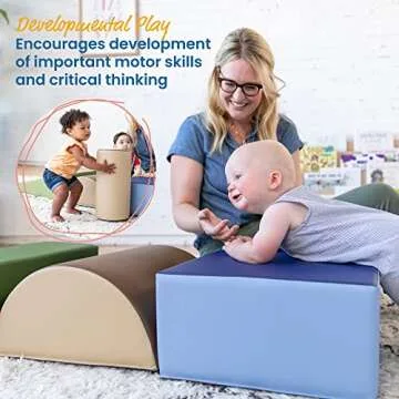 ECR4Kids SoftZone Climb and Crawl Playset, Building Blocks, Earthtone, 5-Piece