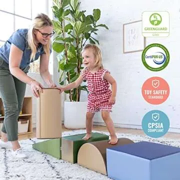 ECR4Kids SoftZone Climb and Crawl Playset, Building Blocks, Earthtone, 5-Piece