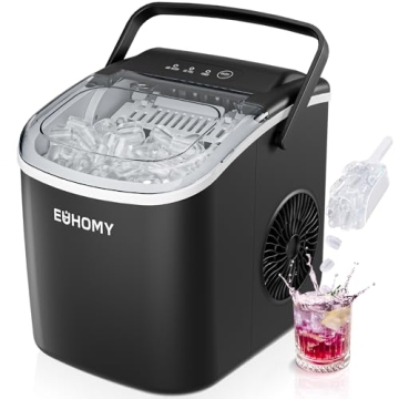 EUHOMY Ice Maker - 26lbs/24hrs, Black, Auto-Cleaning