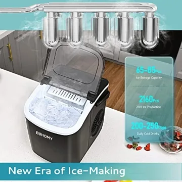 EUHOMY Ice Maker - 26lbs/24hrs, Black, Auto-Cleaning