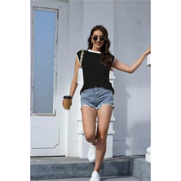 Fashionable Women's Striped Cap Sleeve Sweater for All Occasions