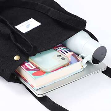 WantGor Corduroy Totes Bag Women's Shoulder Handbags Small Shopping Bag (Black)