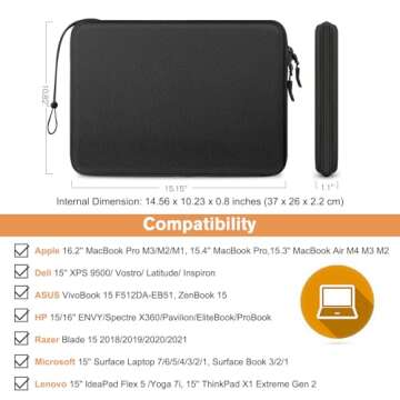 FINPAC Hard Laptop Sleeve Case for 15.3 inch MacBook Air M4 M3 M2 2025 2024, 16.2 inch MacBook Pro M...