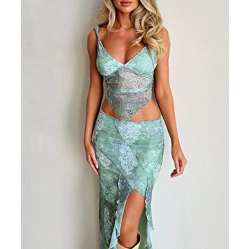 Leyajedol Women Y2K 2 Piece Slim Fit Skirt Set