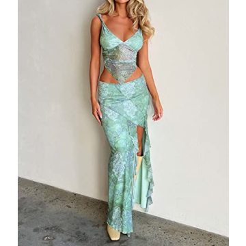 Leyajedol Women Y2K 2 Piece Slim Fit Skirt Set