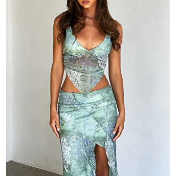 Leyajedol Women Y2K 2 Piece Slim Fit Skirt Set