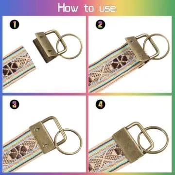 LEONTOOL 48 Pcs Key Fob Hardware Set 8 Colors Keychain Fob Hardware 1.25 Inch for Wristlet Keychain, Key Lanyard and Key Chain Making