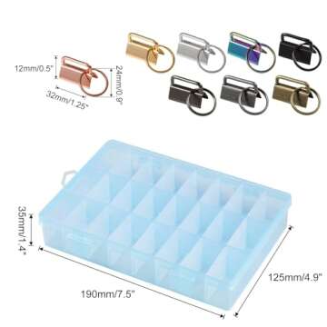 LEONTOOL 48 Pcs Key Fob Hardware Set 8 Colors Keychain Fob Hardware 1.25 Inch for Wristlet Keychain, Key Lanyard and Key Chain Making