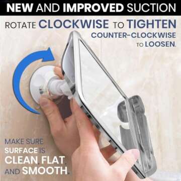 Fogless Shower Mirror with Razor Holder and 360° Swivel