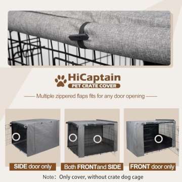 HiCaptain Folding Metal Dog Crate Cover for 30 Inch Wire Pet Cage(Two-Tone Gray)