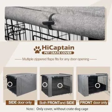 HiCaptain Folding Metal Dog Crate Cover for 30 Inch Wire Pet Cage(Two-Tone Gray)