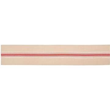 Farmhouse Red Grain Sack Stripe Table Runner, 13" x 72", Country Farmhouse Kitchen and Dining Room Table Linen