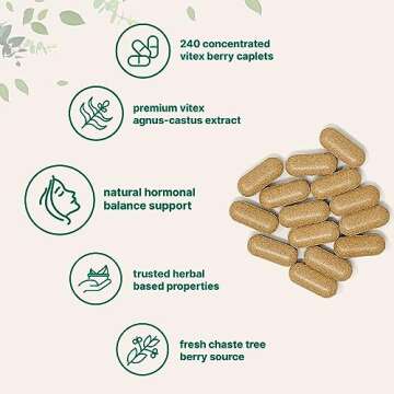 Micro Ingredients Vitex Berry Supplement, 1,000mg Per Serving, 240 Caplets | Potent Chaste Tree Berry Extract | Promotes Menstrual, Fertility, & Hormone Balance for Women | Non-GMO