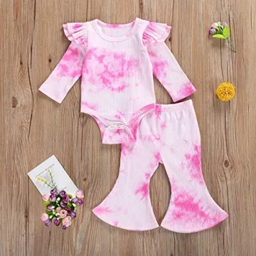 Seyurigaoka Baby Girls Ribbed Outfit Set for Fall