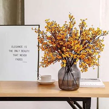 Momkids 15 Pcs Faux Flower Fake Babys Breath Flower Bulk Artificial Gypsophila Bouquet Fall Silk Flo...