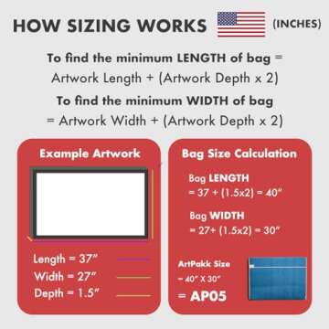 ARTPAKK Art Bags (AP06-44 1/2" x 44 1/2") - Strong • Shock-Absorbent • Reusable • Non-Toxic • Waterproof • Acid-Free Lining - Long-Term Art Storage + Art Shipping + Protection Solution