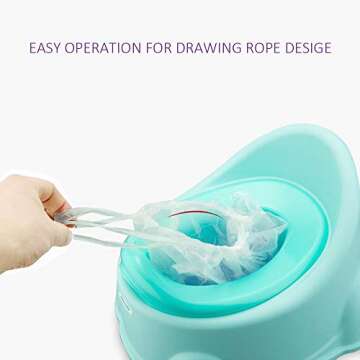 Potty Liners Disposable, Travel Potty Chair Liners with Drawstring Universal Training Toilet Seat Potty Bags Cleaning Bag for Kids Toddlers