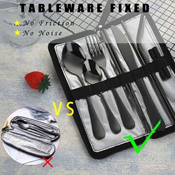 VANDBAO Portable Travel Utensils, Reusable Silverware with Case for Fixing Tableware, 9 Pieces Stain...