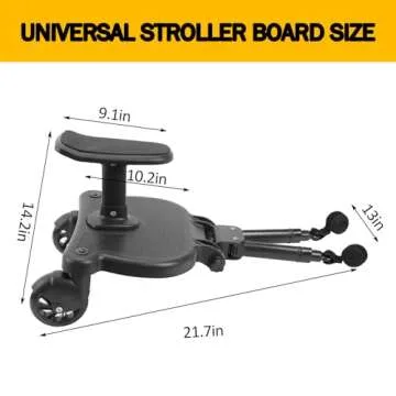 2024 New-Universal Stroller Board with Detachable Seat, 2in1 Sit and Stand Stroller Glider Board for Most Strollers, Holds Children Up to 55 LBs Stroller Standing Board (Black)