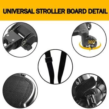 2024 New-Universal Stroller Board with Detachable Seat, 2in1 Sit and Stand Stroller Glider Board for Most Strollers, Holds Children Up to 55 LBs Stroller Standing Board (Black)
