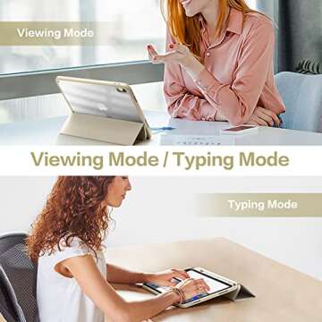 Wenlaty Compatible with iPad (A16) 11th Generation Case 11 Inch 2025, for iPad 10th Generation Case 10.9 Inch 2022 with Pencil Holder, Trifold Stand Protective Clear Back, Auto Wake/Sleep, Starlight