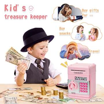 civan ATM Piggy Bank for Kids, Electronic Money Saving Box with Password, Safe Cash Coin Saving Bank...