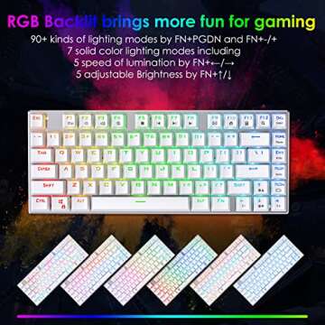 HUO JI E-Yooso Z-88 RGB Mechanical Gaming Keyboard - Compact 75% with Red Switches and RGB Lighting