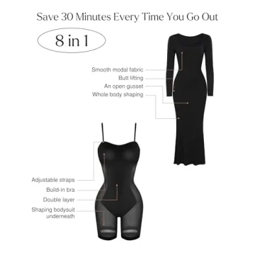 Comfortable Long Sleeve Maxi Dress with Built-in Shapewear