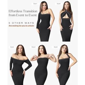 Comfortable Long Sleeve Maxi Dress with Built-in Shapewear