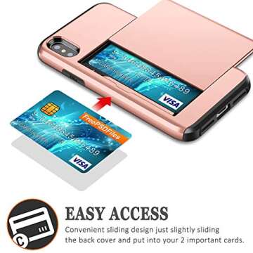 SAMONPOW for iPhone X/XS Case Wallet Card Holder for iPhone 10 Case Wallet Card Holder Heavy Duty Pr...