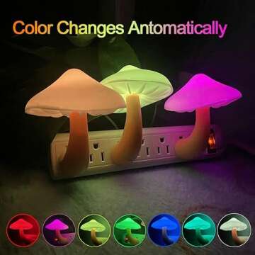 UTLK [3 Pack Plug-in LED Mushroom Night Light Lamp with Dusk to Dawn Sensor,Plug in Bed Cute Nightlight lamp Wall Baby Lights for Kids Children (7-Color)