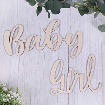 Wood Baby Girl Sign, Party Banner for Baby Shower Decorations, Birthday Party, Gender Reveal Backdro...