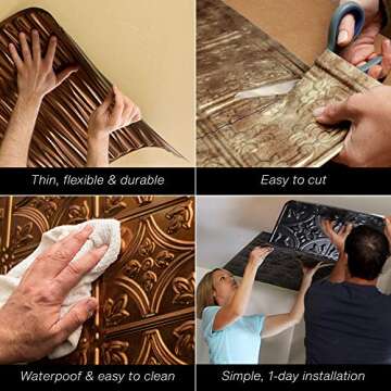 FASÄDE Decorative Vinyl Glue-Up Ceiling Panels for Easy Installation