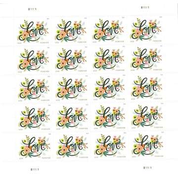 Love Flourishes 4 Sheets of 20 U.S. First Class Forever Postage Stamps Wedding Love Valentine 80 Sta...