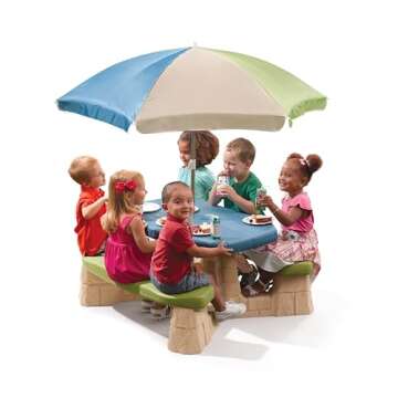 Step2 Kids Picnic Table with Umbrella for Outdoor Fun