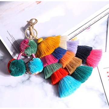 I-BOSOM Colorful Boho Pom Pom Keychain for Bags