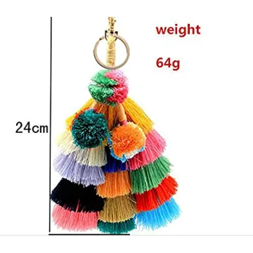 I-BOSOM Colorful Boho Pom Pom Keychain for Bags