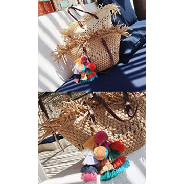 I-BOSOM Colorful Boho Pom Pom Keychain for Bags