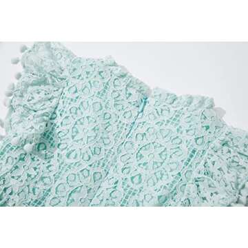 Niyage Toddler Girls Elegant Lace Pom Pom Flutter Sleeve Party Princess Dress Light Green 110