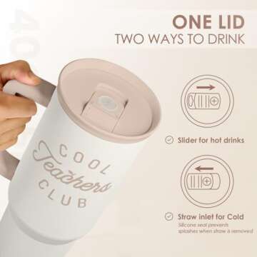 SANDJEST 40oz Insulated Tumbler for Teachers